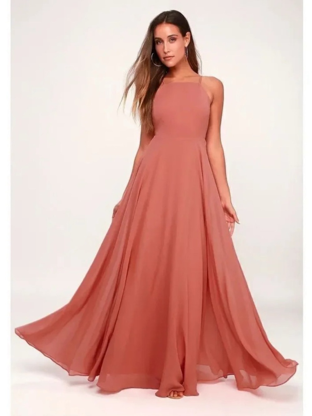 Lulus Mythical Kind of Love Rusty Rose Maxi Dress Medium